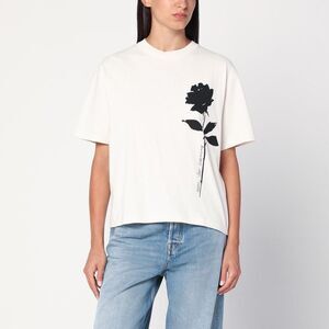Golden Goose White T-Shirt With Rose Women